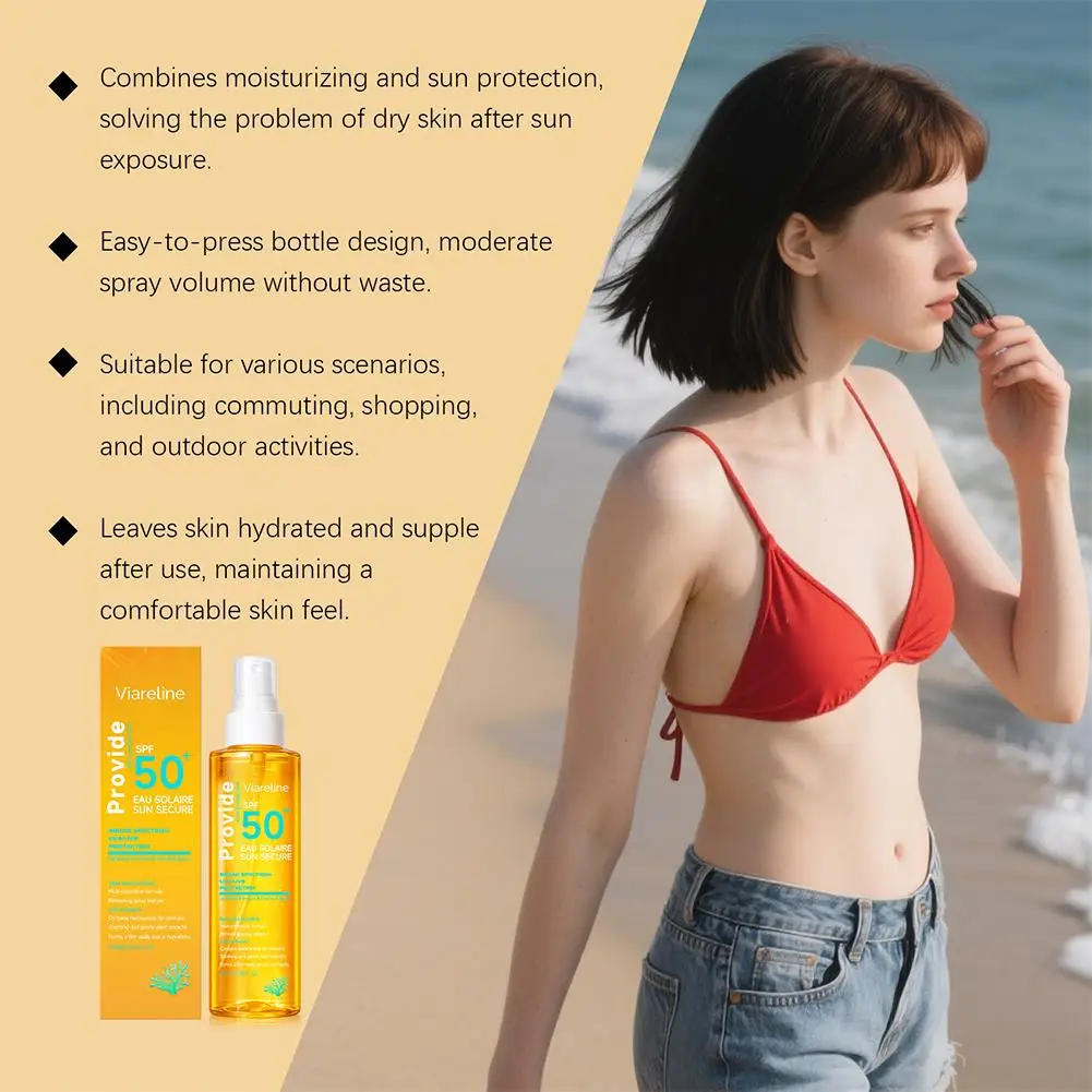 100ml SPF50+ Coral Reef Safe Sunscreen Spray - Lightweight Invisible Mist, Water-Resistant & blocks UVA/UVB for All Skin