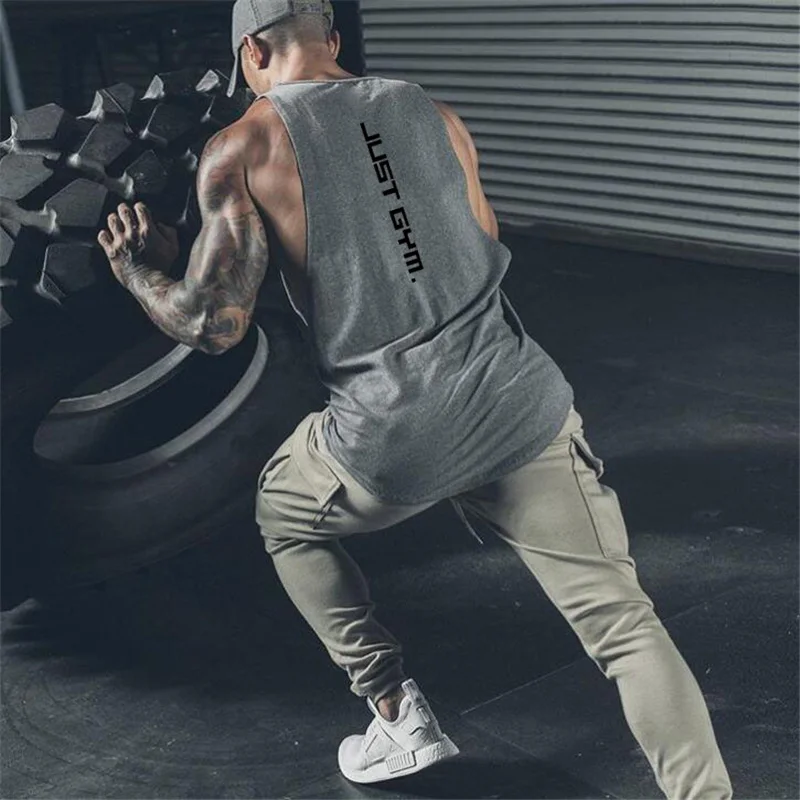 Summer Men Muscleguys Fitness Pure Cotton  Gym Workout  Sports Bodybuilding Letter Printed Fashion Breathable Singlets Tshirt