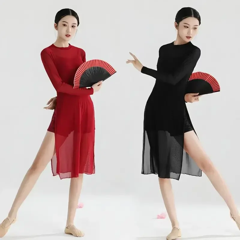 

Chinese Style Stage Suit Modern Dance Jazz Costume Show Women Long Sleeve Dress + Short Dance Wear Clothes