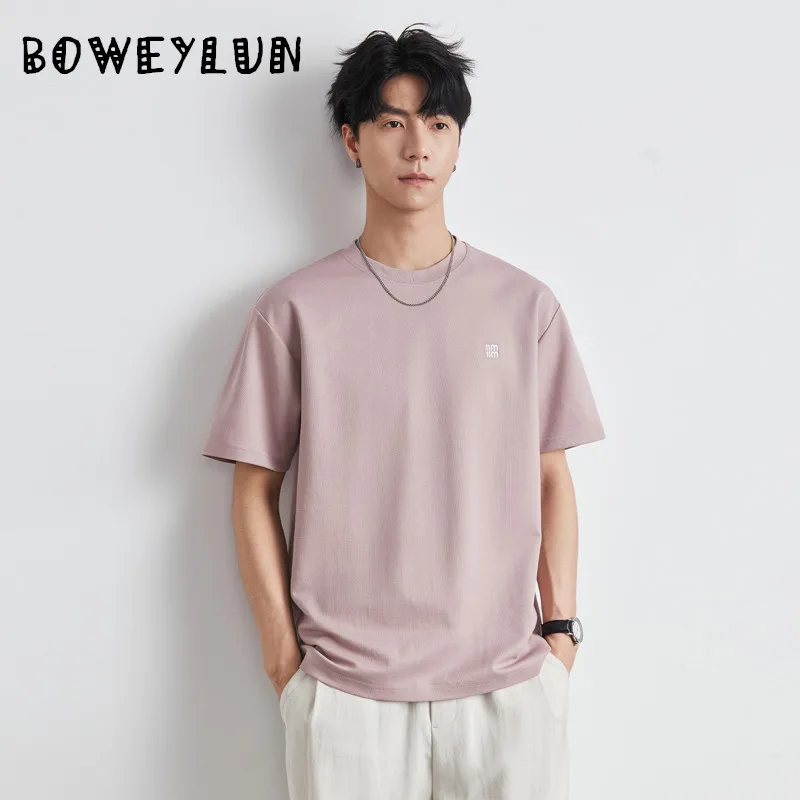 

BOWEYLUN Cooling Cotton Short-Sleeve T-Shirt for Men, New Summer Style, Breathable Casual Round Neck Solid Color Top