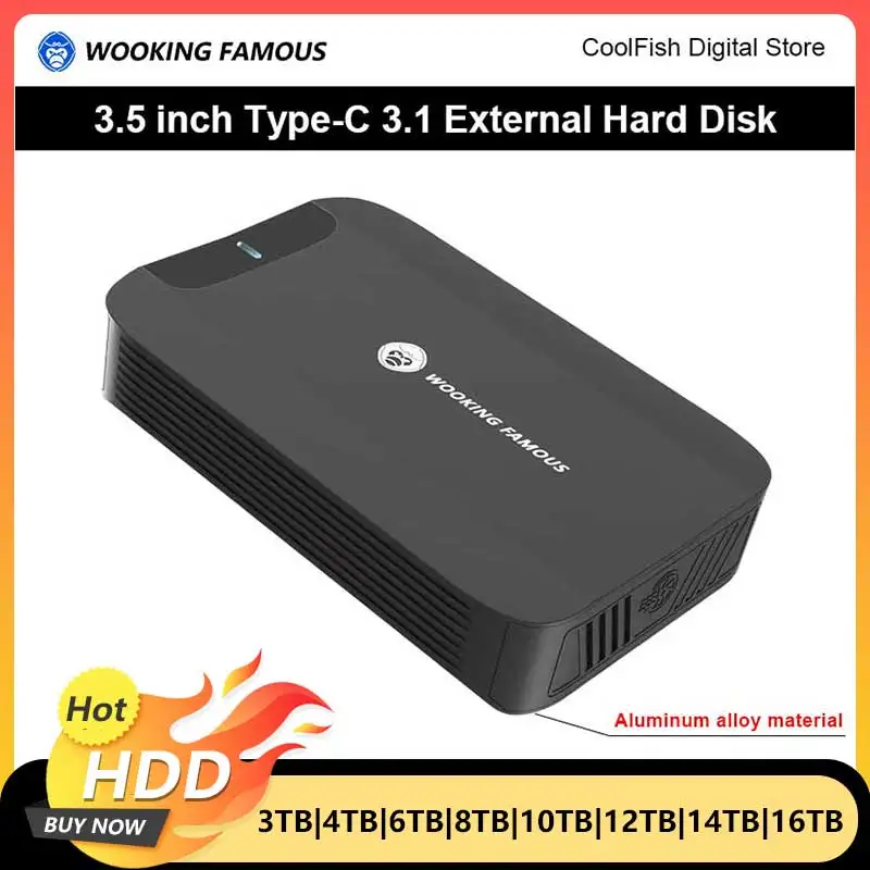 3.5'' HDD Portable External Hard Drive 12TB Type C3.1 External Hard Disk Memory Compatible PC/Mac/ Desktop/MacBook/PS4/PS5