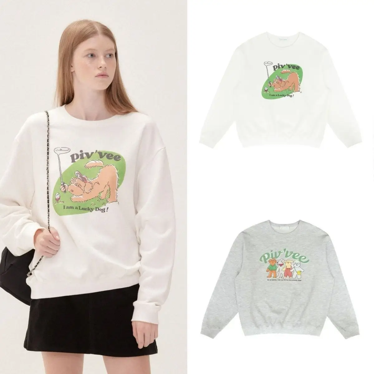 سويت شيرت جولف نسائي بطبعة حروف جرو - هوديي متعدد الاستخدامات بياقة دائرية وأكمام طويلة #1