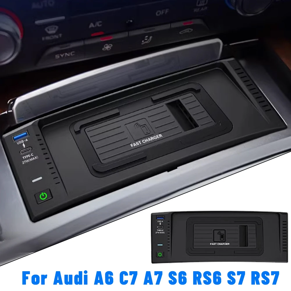 Carregador Rápido para Carro, Base de Carregamento Sem Fio para Audi A6 S6 RS6 A7 S7 RS7 C7 2011-2018, Suporte para Celular, Acessório de Tuning Inter
