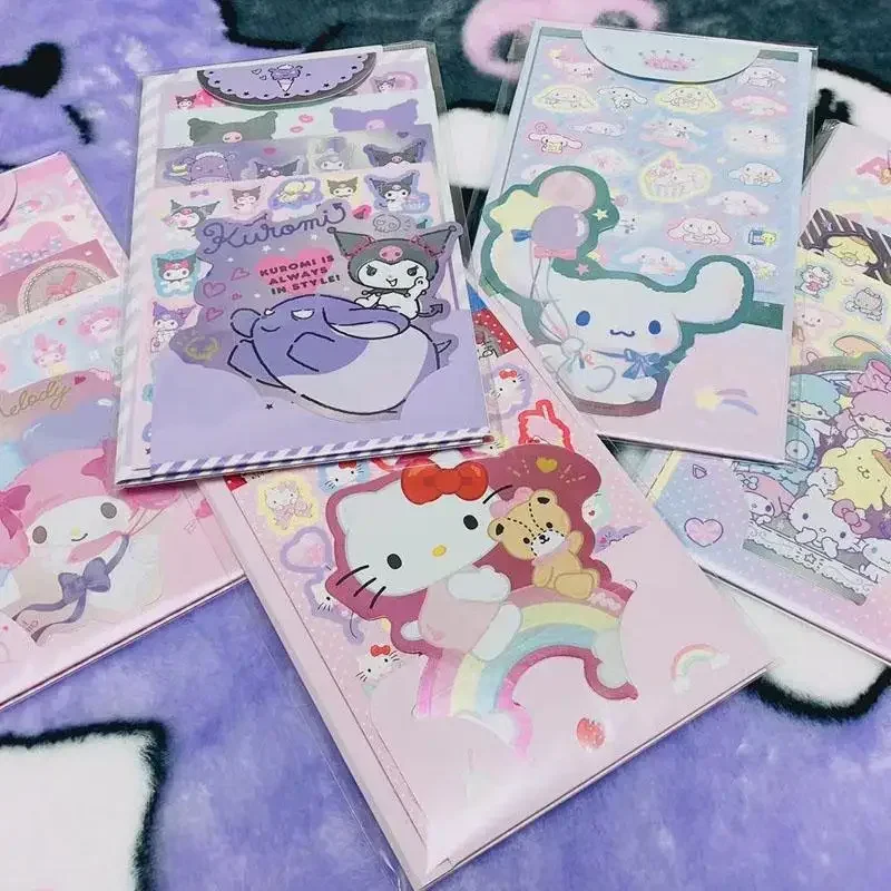 MINISO Anime Sanrio My Melody Hello Kittys Cinnamoroll Kuromi Reward Sticker Booklet Hand Account Lovely Character Birthday Gift