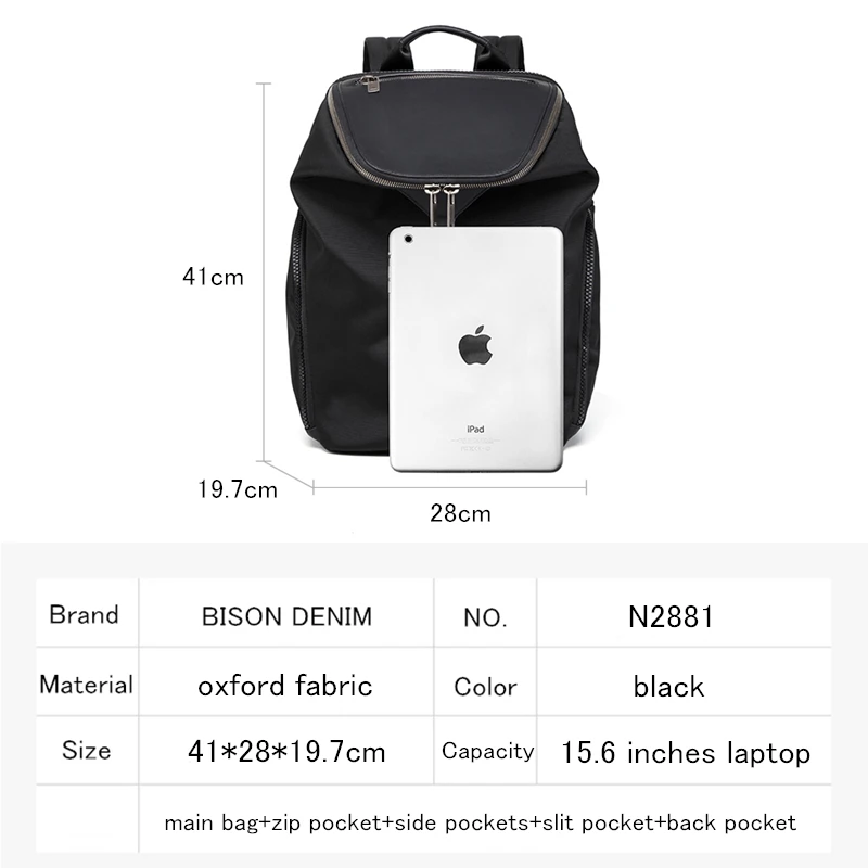 BISON DENIM New Fashion Casual Backpack Men Women Travel Backpack Outdoor Sport Shoulder School Bag Large Capacity Laptop Bag