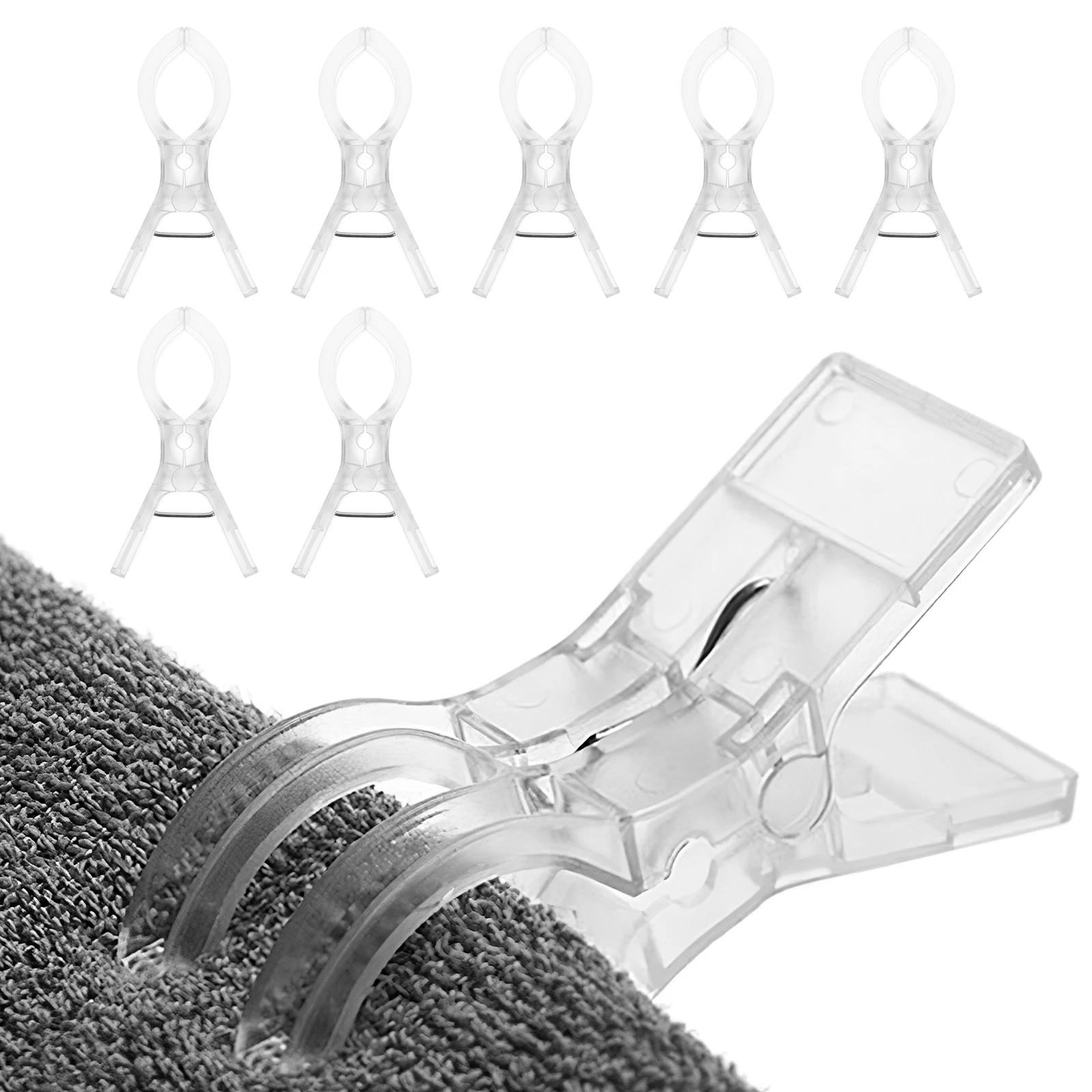 

8Pcs Windproof Clothes Clips Double Thickness Plastic Towel Clips for Beach Chair Quilt Duvet Cover Clothes Hangers Clear White