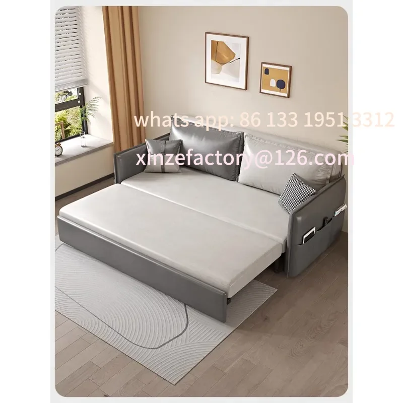 

Customizable Sofa bed dual-purpose foldable bedroom small apartment simple modern 1.5 meters double push-pull telescopic 1.5 met