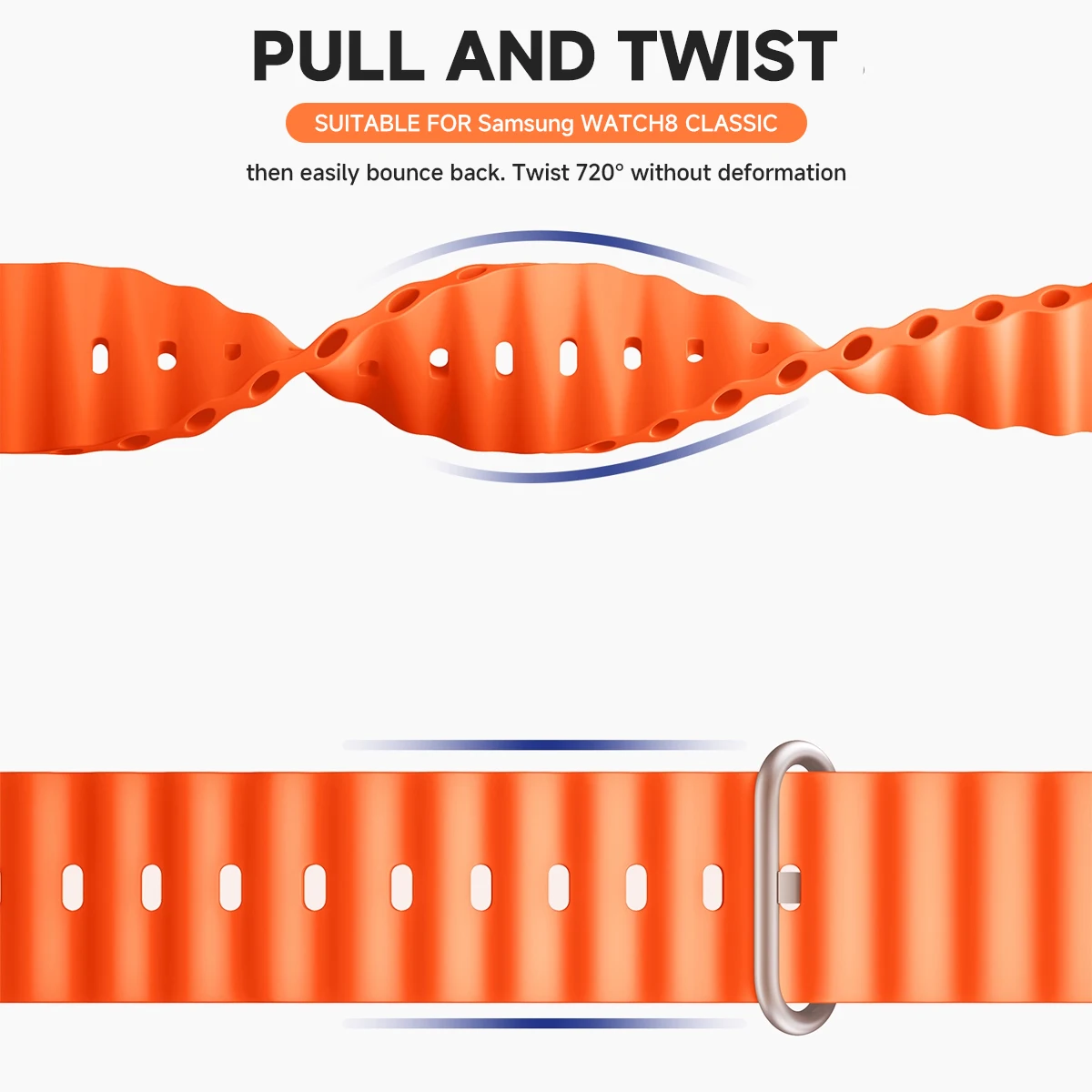Samsung Galaxy Watch 8 40mm/44mm用シリコンストラップ スポーツブレスレット オーシャンウォッチバンド Galaxy 8 Classic 46mm対応 リストバンド