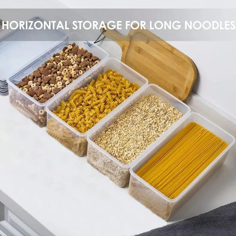 Food Storage Containers With Lids,Plastic Spaghetti Storage Box, PP Material Kitchen Pantry Organization And Storage