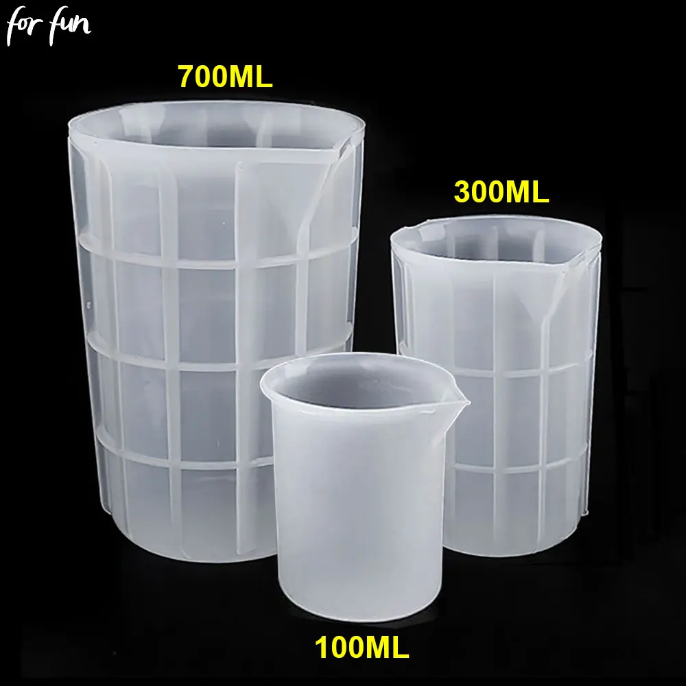 For fun 100/300/700ML Silicone Measuring Cup DIY Jewelry Making Tools Baking Tools Epoxy Resin Cup Mixed Silicone Measure Cup