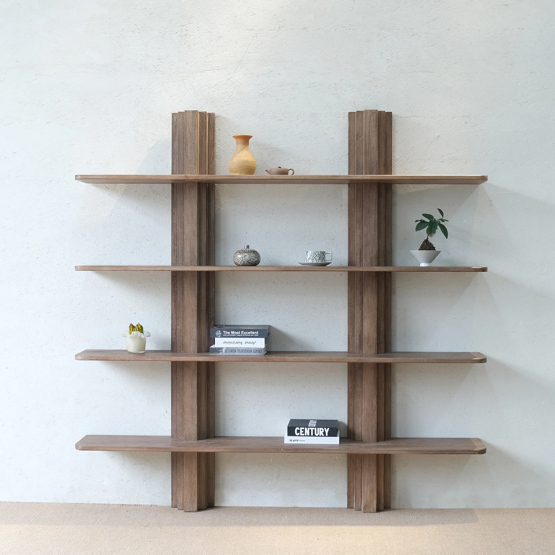 LTT wabi sandy wind solid wood shelf medium ancient style shelf ornament bogu shelf