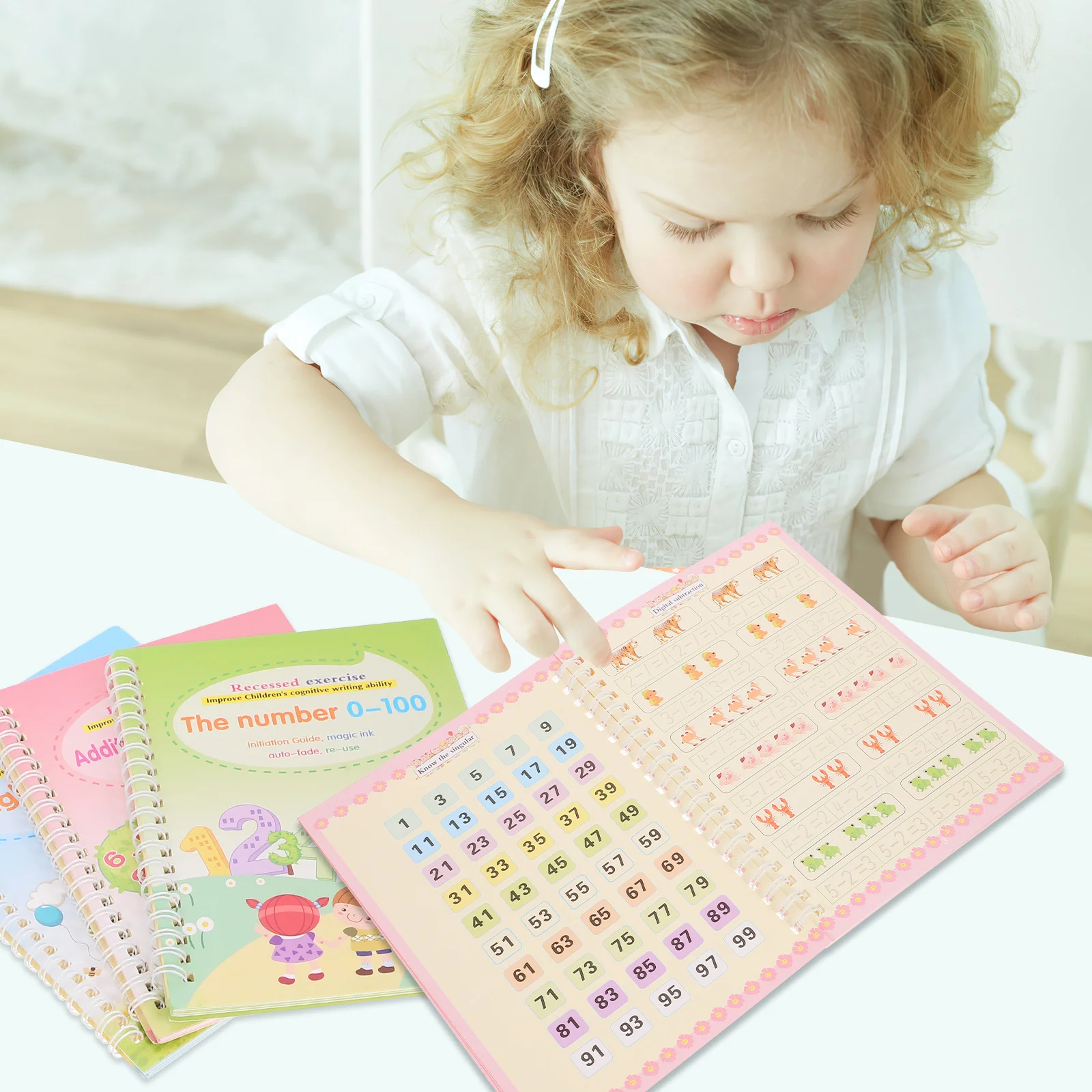 1 set 1 Set Of Practice Copybooks Calligraphy Training Book Grooved Handwriting Practice For Kids English Alphabet Math Drawing