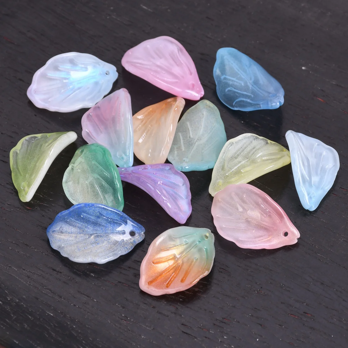 

10pcs Glossy Leaf Shape 22x13mm Handmade Golden Foil Lampwork Glass Loose Pendants Beads For Jewelry Making DIY Crafts Findings