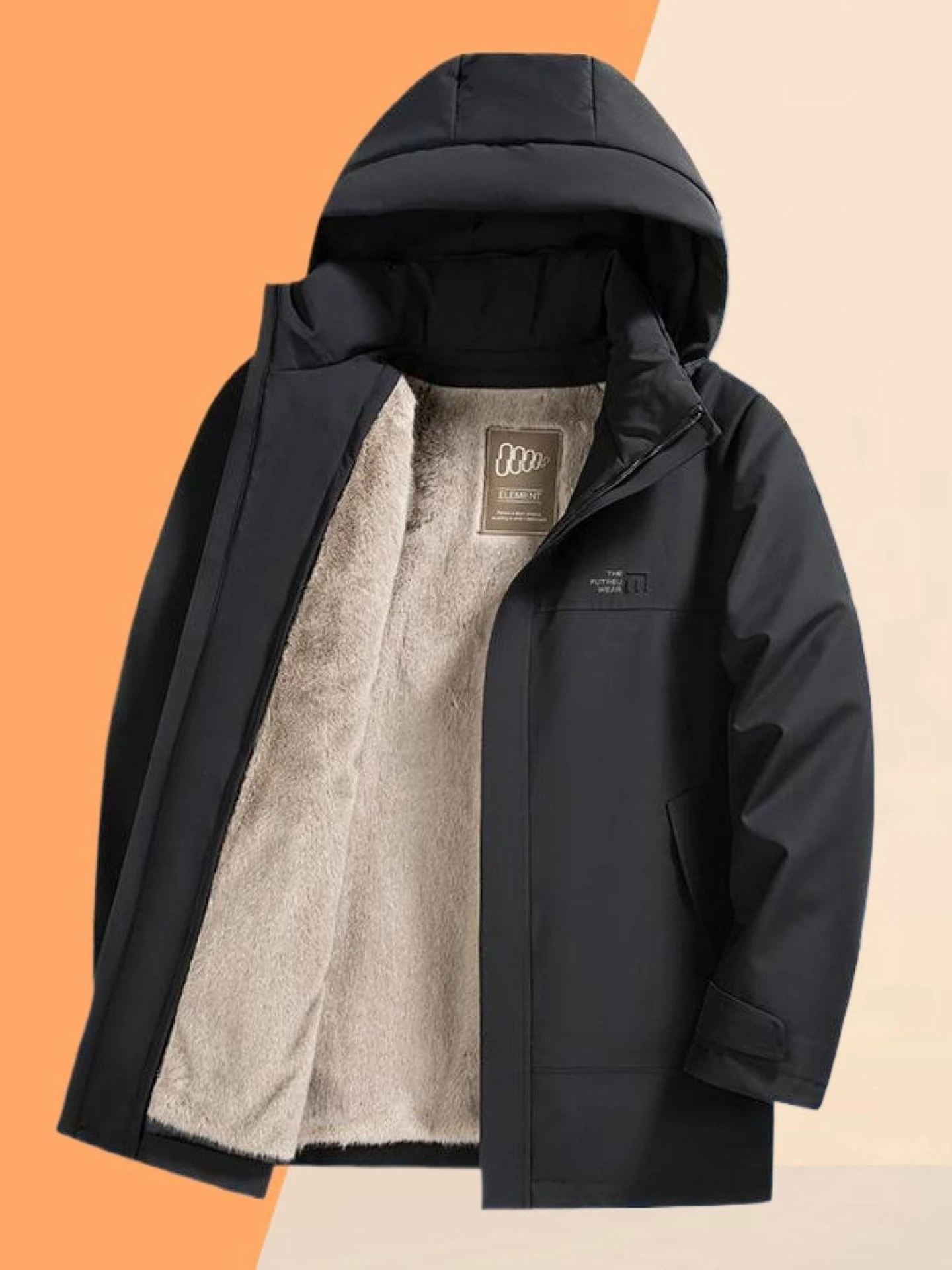 

Thiened Fce Lined Hooded Cotton Jaet for Middle-Aged And ly Men Winter Warm Faion Urban Sle Long Sve Zippe...