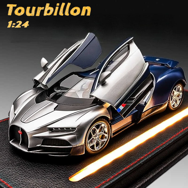1:24 Tourbillon Supercar Diecast Alloy Luxury Car Model Sound Light Pull Back Car For Children Toys Gift