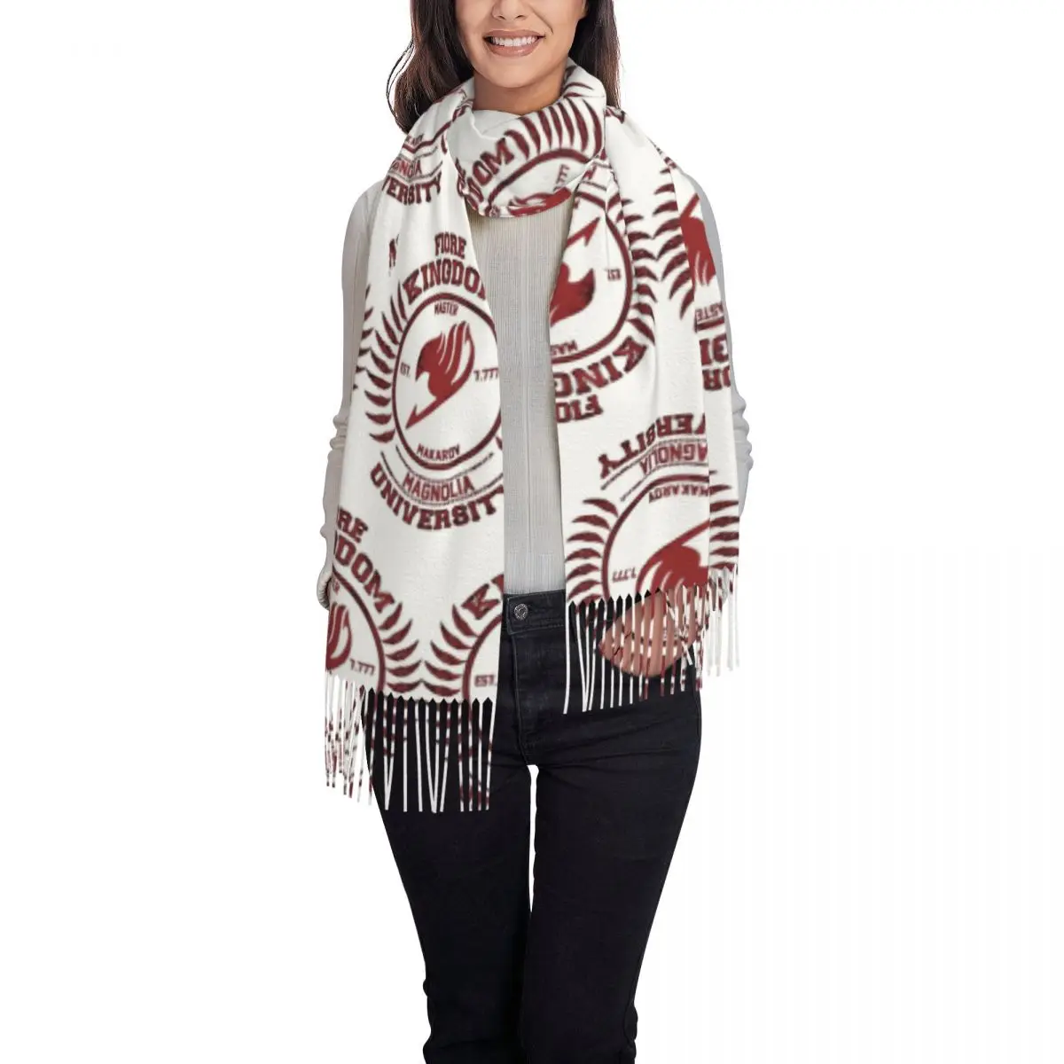 Fairy Tail Team Flag Scarf Tassel Scarves for Women Soft Warm Shawls and Wraps Long Fall Winter Shawl Wrap
