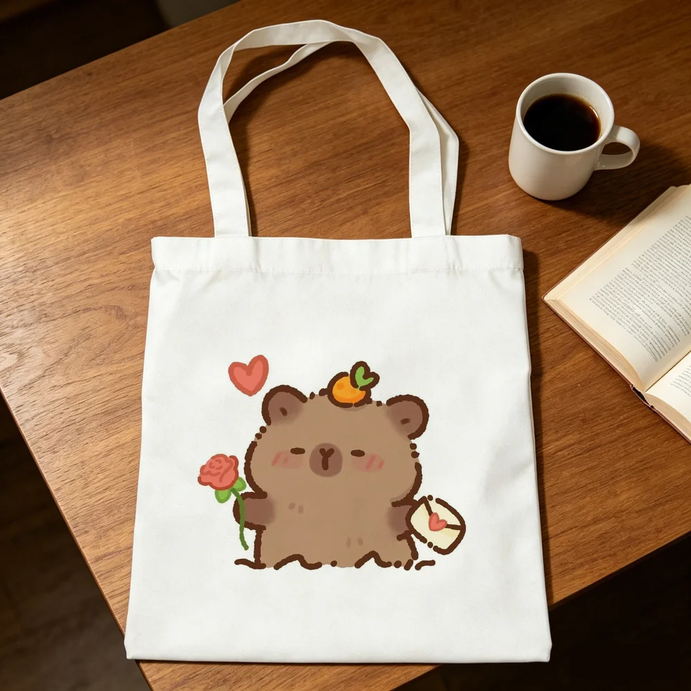 Capybara tote bag torba na zakupy grocery y2k shoulder  foldable femme