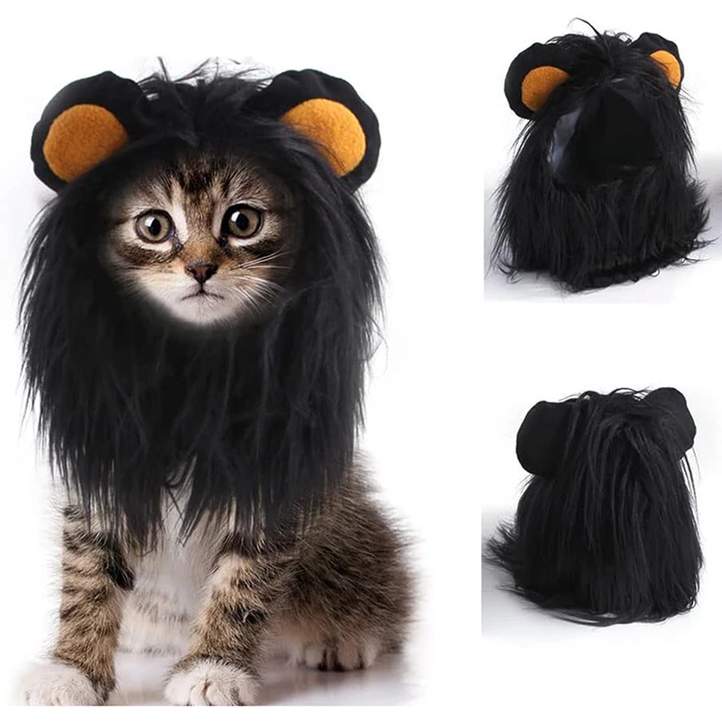 Halloween Lion Mane Wig Pet Costume Plush Realistic Funny Cosplay Clothes for Dogs Cats