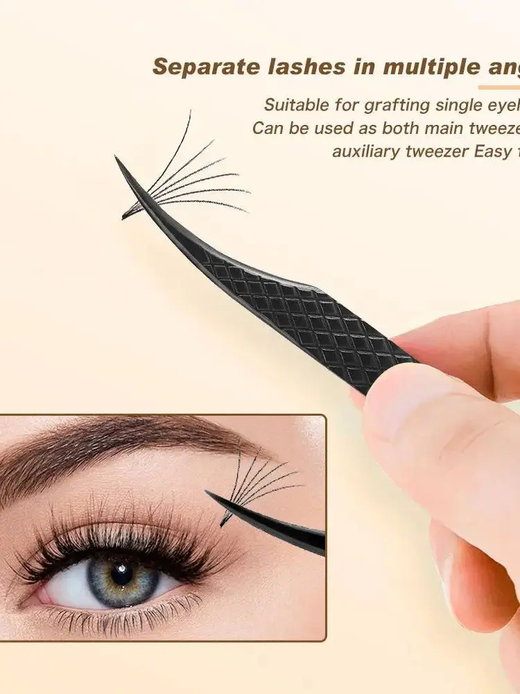 1 Stück/2/4/6 Stück 3,0 schwarze Wimpernpinzette für Wimpernverlängerungen, Diamantgriff, 90 Grad Spitze, Volumen, Wimpernverlängerungspinzette – Detail 3
