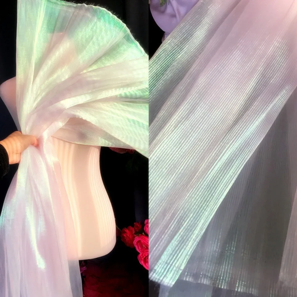 

Ткань из органзы 100x150 см, выпрямляющая фея-русалка, дизайнерская ткань, красочная плиссированная ткань для шитья одежды