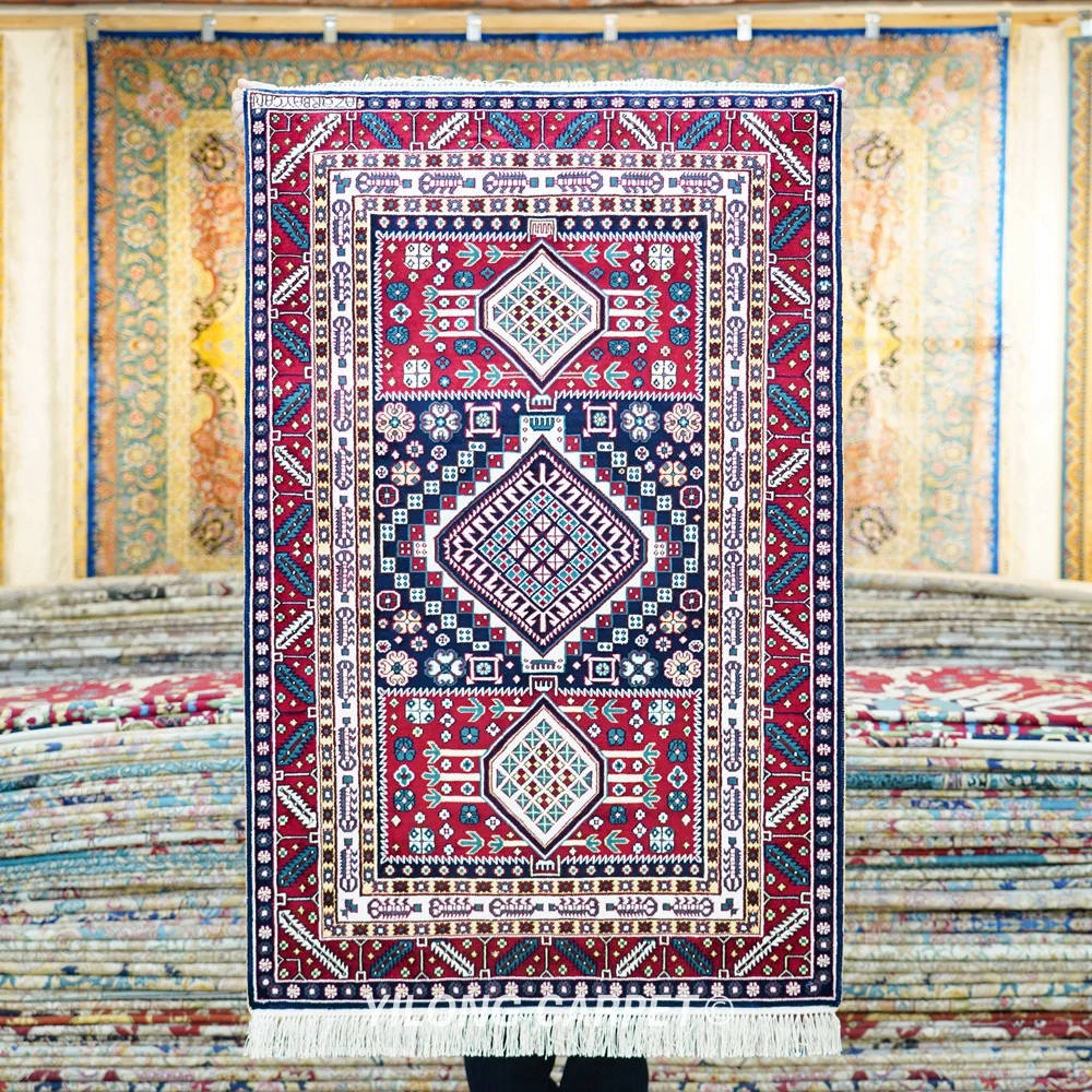 76x122cm Handknotted Silk Tribal Carpet Kid Friendly Tapestry Indoor Rug (BL165)