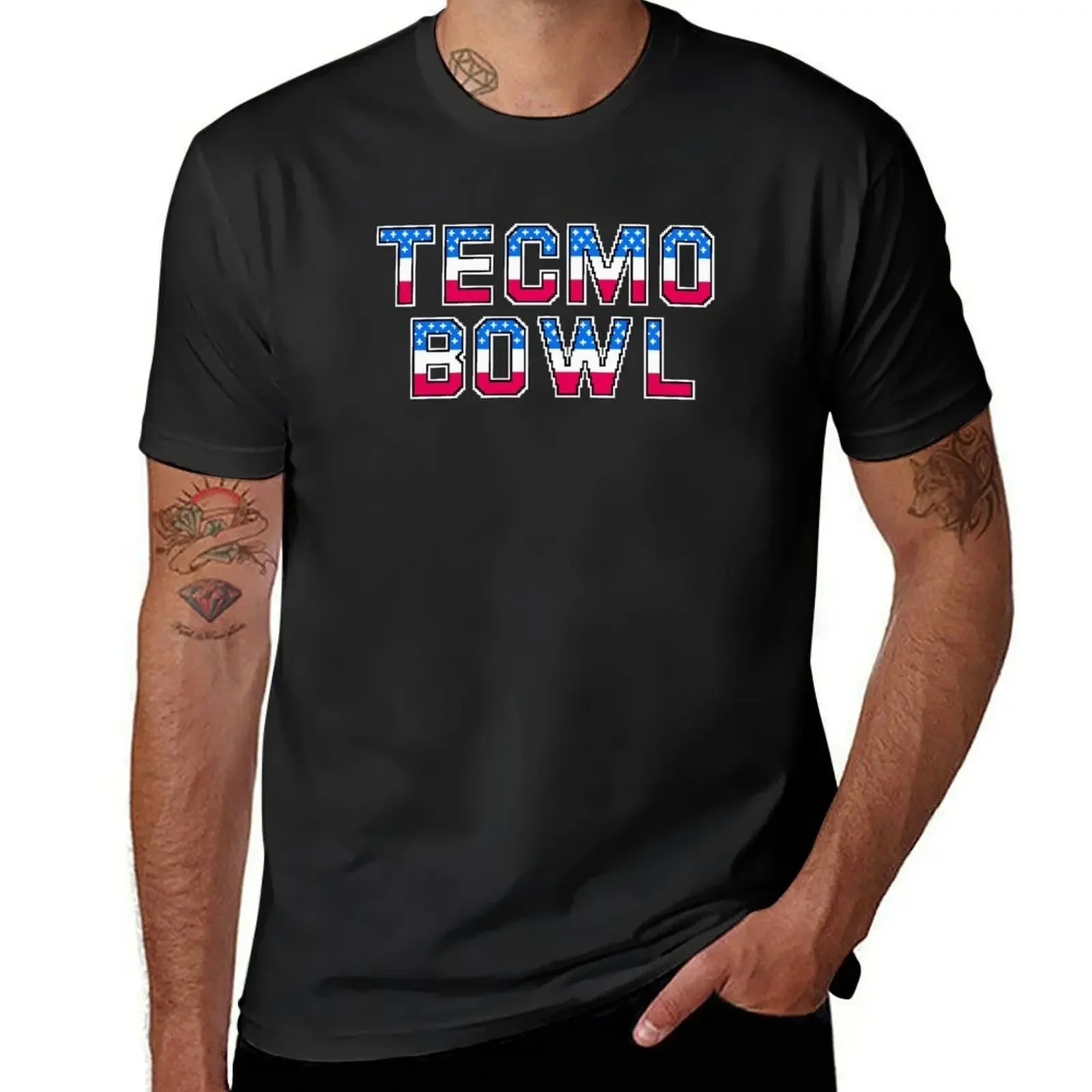 

Tecmo Bowl Logo T-Shirt korean fashion blue archive mens graphic t-shirts hip hop