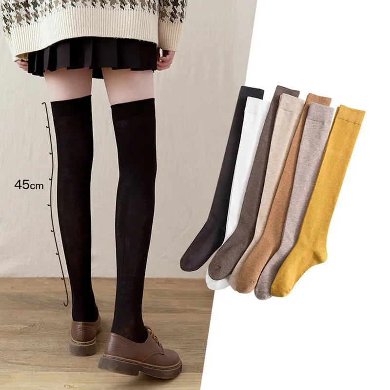 Winter Women Over Knee Socks Warm Wool Thigh High Stockings Harajuku Thin Leggings Leg Warmer Girls Calf Socks JK Long Tube Sox