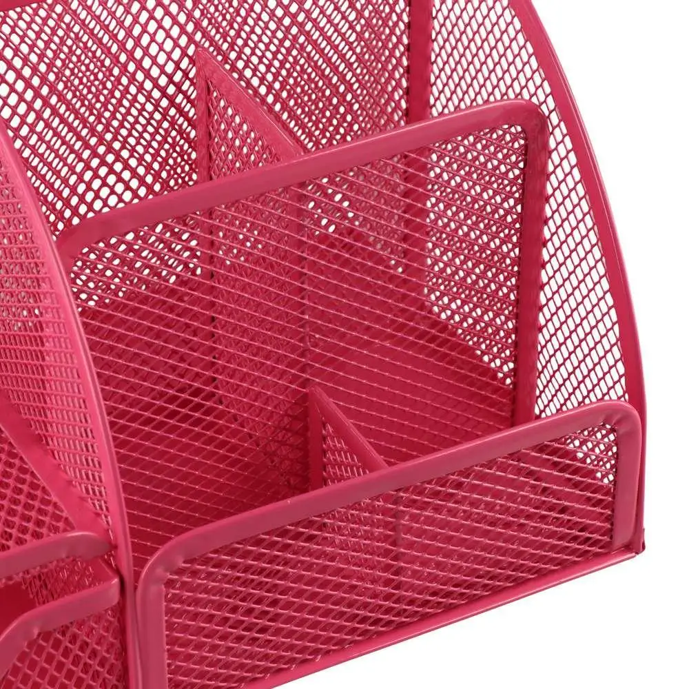 Creative Multi Grid Pen Holder Multi-functional 6 Compartments Desktop Office Organizer 1 Drawer Metal Mesh Desk Organizer Home