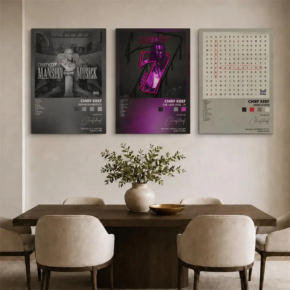 C-Chief Keef Album Framed Wall Painting Ready to Hang Canvas Art Poster for Living Room Bedroom Home Decor Decals