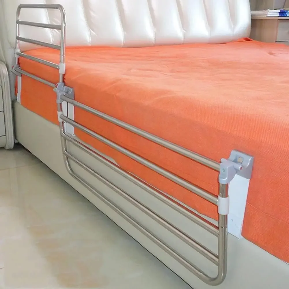 Assist Rail Foldable Bed Railing Medical Bed Rail for Elderly Adults Safety Rail Stainless Steel Portable Bed Assist Bar