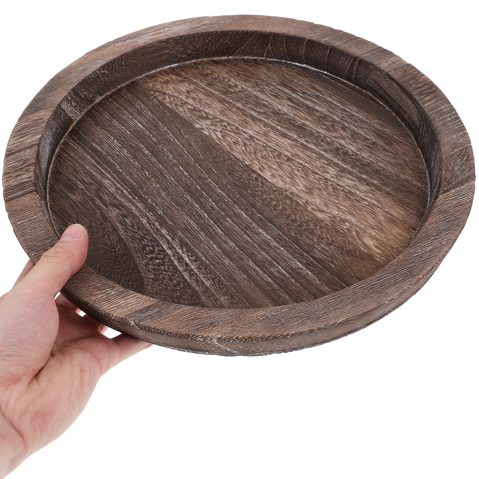 

1pc Solid Wood Round Table Decor Reusable Holder Tray Christmas Party Home Accessories Storage