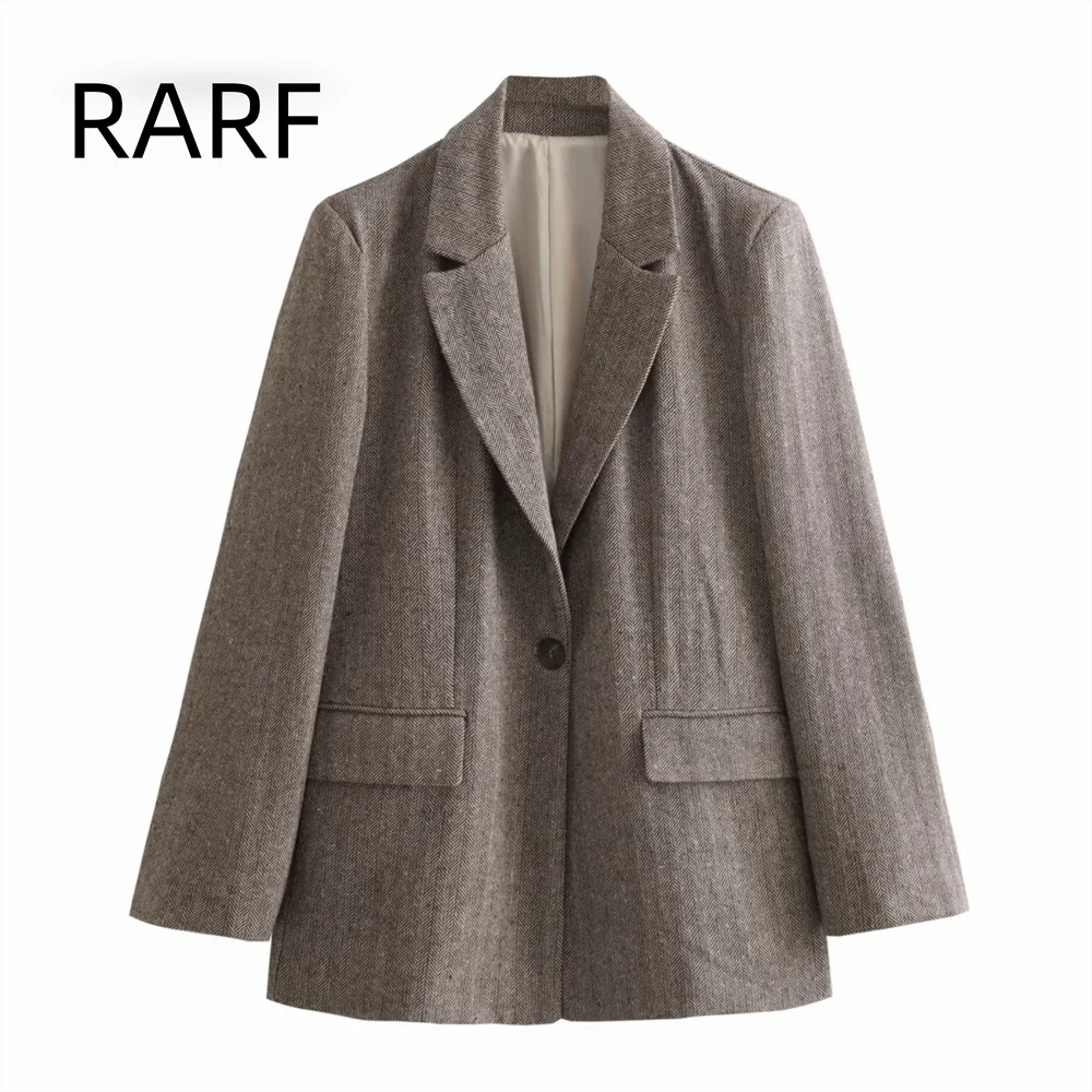 

2024 Autumn/Winter New Product Women's Versatile Blended Straight Tube Long Sleeve Collar Suit Coat