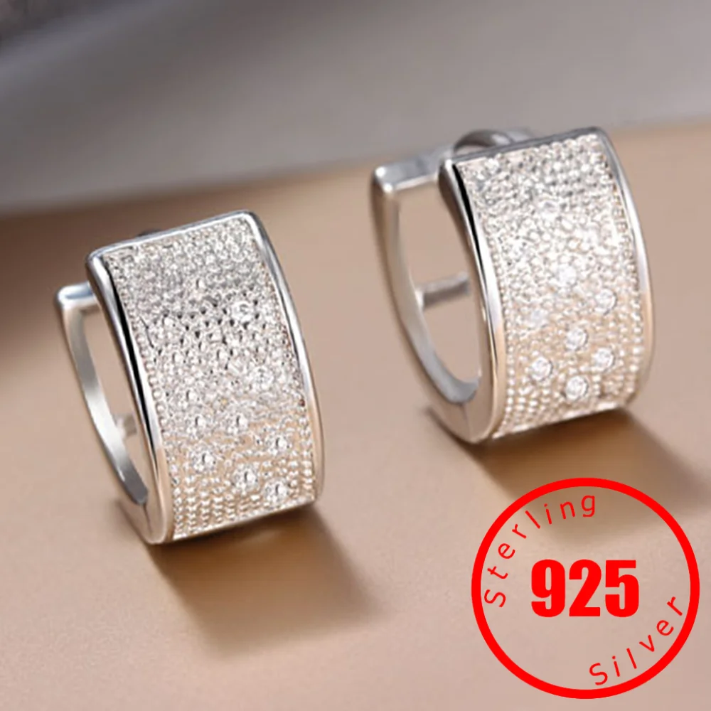 Stamp 925 Sterling Silver needle Earrings Micro Inlaid AAA Row CZ Zircon Earrings for Women Jewelry Gift Pendientes Wholesale