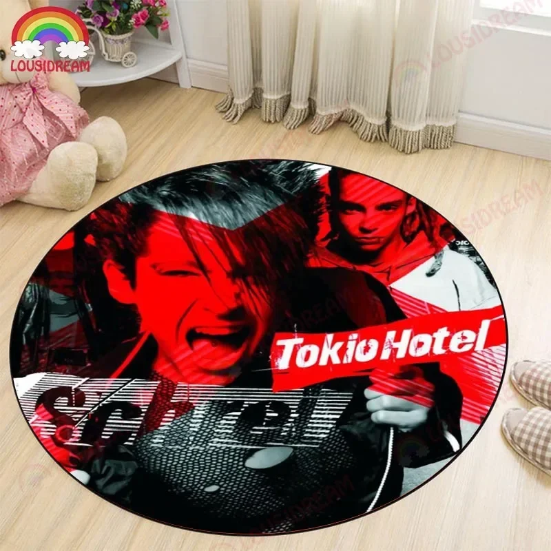 Tokio Hotel Rock Band Album CD Rug Music Round Mat Round Rug Round Carpet Bathroom Mat Black Mat Home Decor Living Room Kitchen