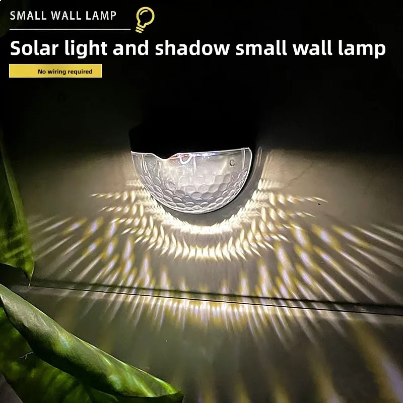 Solar Water Drop Wall Light LED Fence Lamp Outdoor Step Decorative Shadow Effect