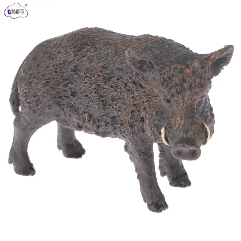 Figura de Animal de simulación de jabalí salvaje para niños, modelo de PVC de dibujos animados, juguete de estatuilla preescolar, regalo de decoración del hogar, 1 unidad, nuevo