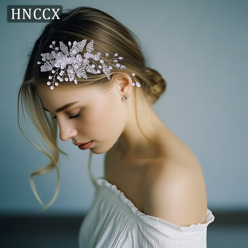 

HNCCX Bride Handmade Beaded Hair Comb Pearl Crystals Headwear Wedding Women Side Comb Jewelry Banquet Hair Accessories CP135