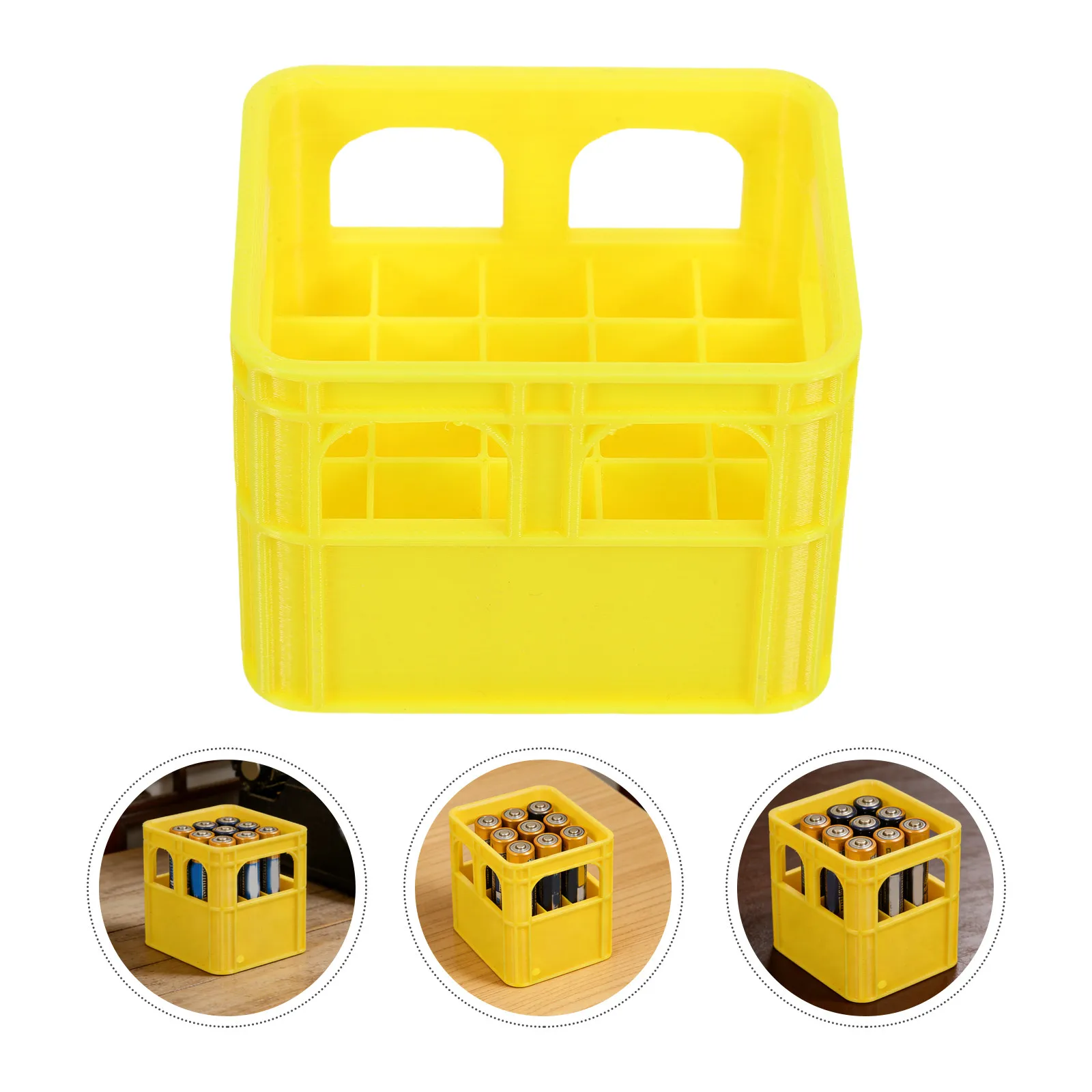 20 Slots Battery Organizer Storage Box Aaa Battery Storage Case Plastic Holder Desktop Home Office Yellow Multi-Compartment