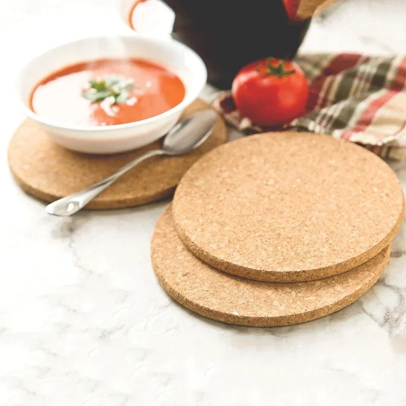 1/5/10PCS Cup Mat Natural Round Wooden Pad Heat Resistant Reusable Cork Coaster for Drink Round Absorbent Tea or Coffee Coaster