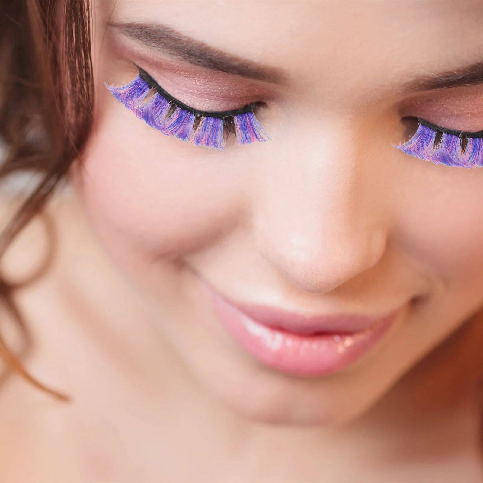 

Colored Eyelashes False Natural Look Fake Curling Lashes Reusable Artificial Faux Daily Smoky Makeup Female
