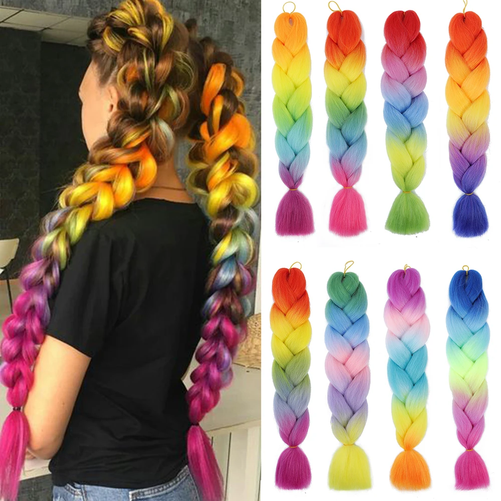 Colorful Hair for Braids Synthetic Braiding Hair Extensions for Girls Jumbo Braid Hair for Crochet Box Expression Braiding Hair