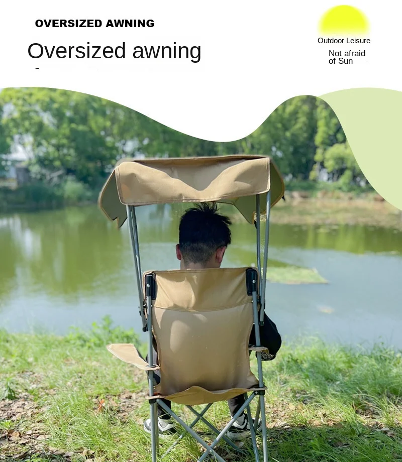 Portable Folding Chair With Canopy Shade Beach Chair Camping Chair Lawn Chair Outdoor Activities Fishing Picnic Leisure Chairs