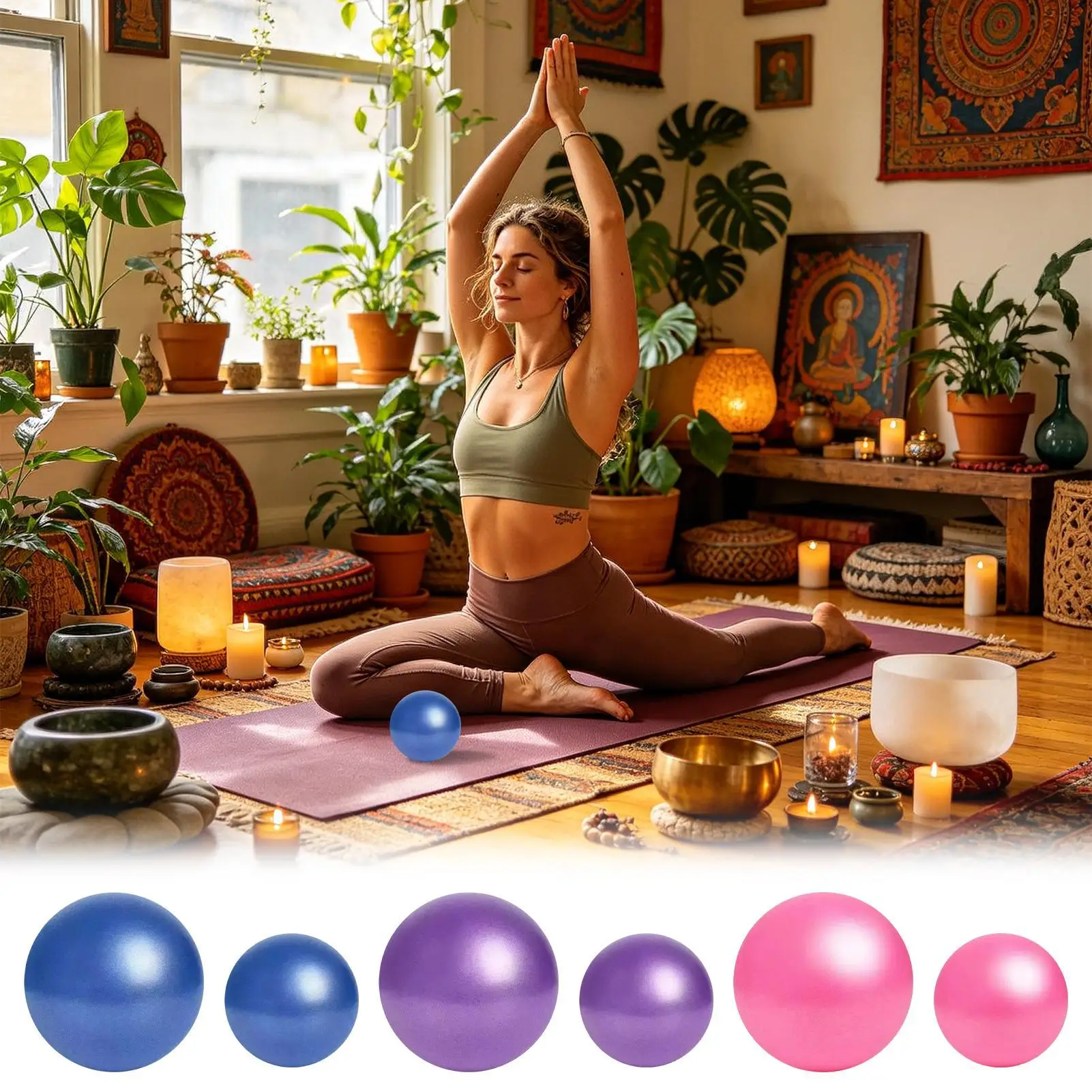 Balón de Yoga Antiexplosión de PVC de 5.9/9.8 Pulgadas, Balón de Equilibrio para Entrenamiento de Core, Pilates, Gimnasio, Hogar, Oficina, Danza, Meditación y Gimnasia