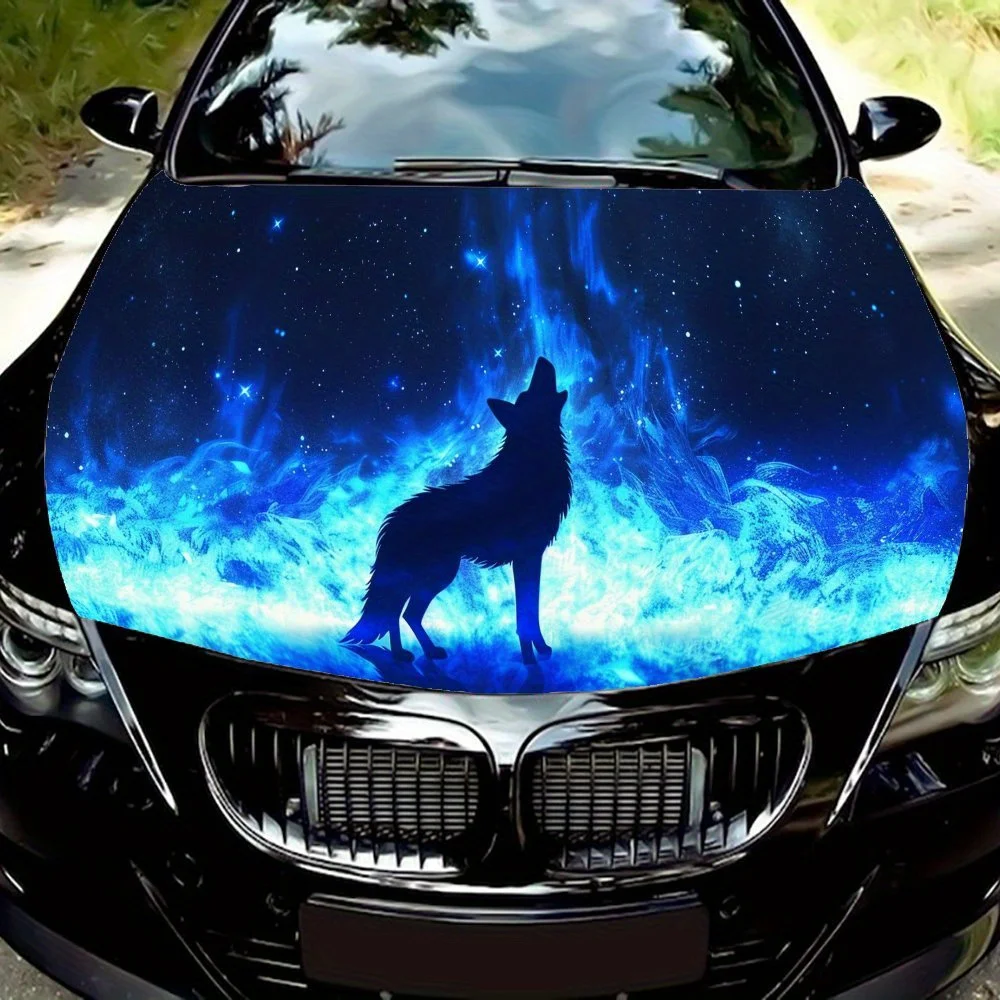 

Очаровательная виниловая наклейка на капот двигателя автомобиля Galaxy Wolf, внешняя защита автомобиля, водонепроницаемая самоклеящаяся V