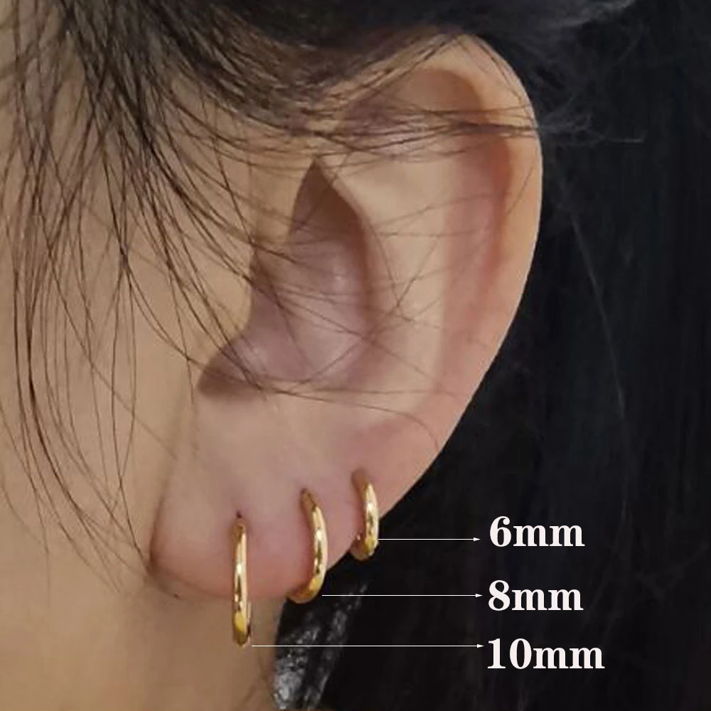 Minimalist Stainless Steel Huggie Hoop Earrings For Women Men Gold Color Tiny Round Circle Earring Punk Rock Statement Jewelry