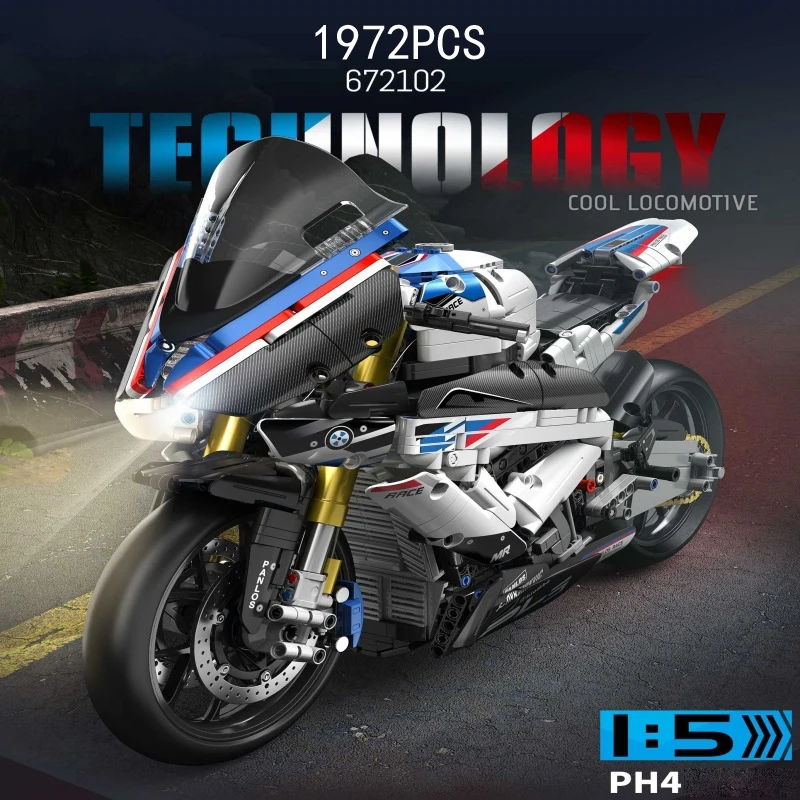 

Technical 1:5 Scale HP5 S1000RR Germany Motorcycle Moc Building Block Motor Model Bricks Toys Collection With Light For Gift