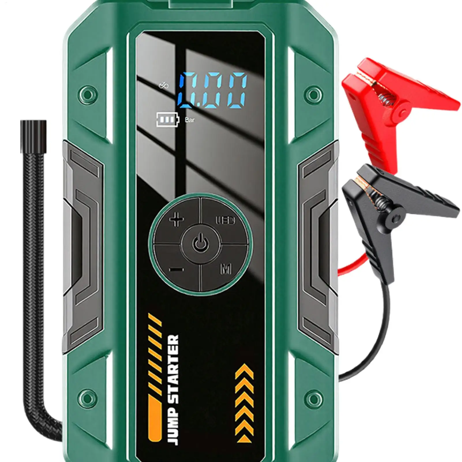 Air Pump With Light Rechargeable Tire Inflator Car Jump Pack For Vehicle Automotive Bike Tire Ball Travel Road Trip Camping