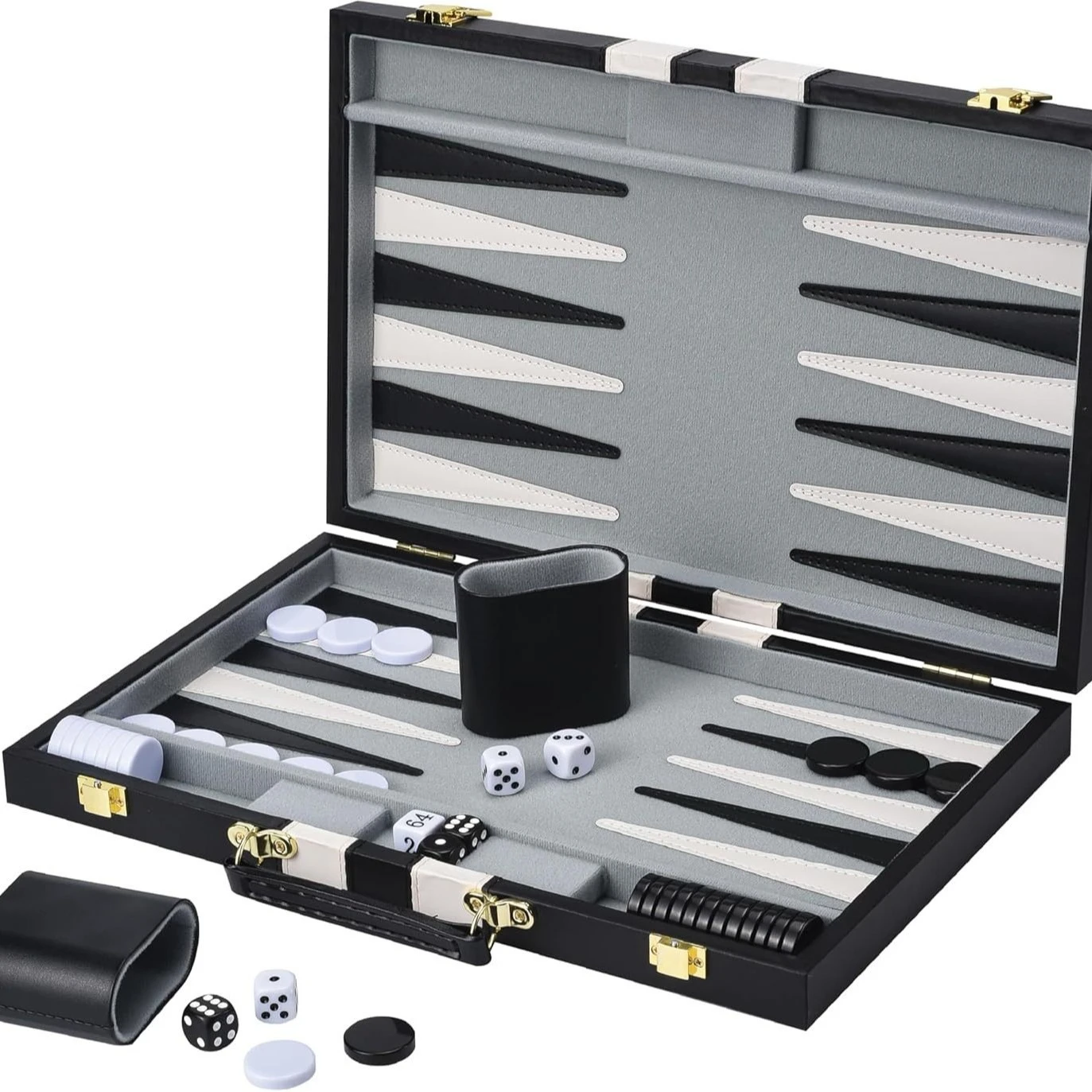 Handheld PU Leather Luxury Backgammon Gift Box Portable Foldable Travel Board Game Set For Family Leisure Present