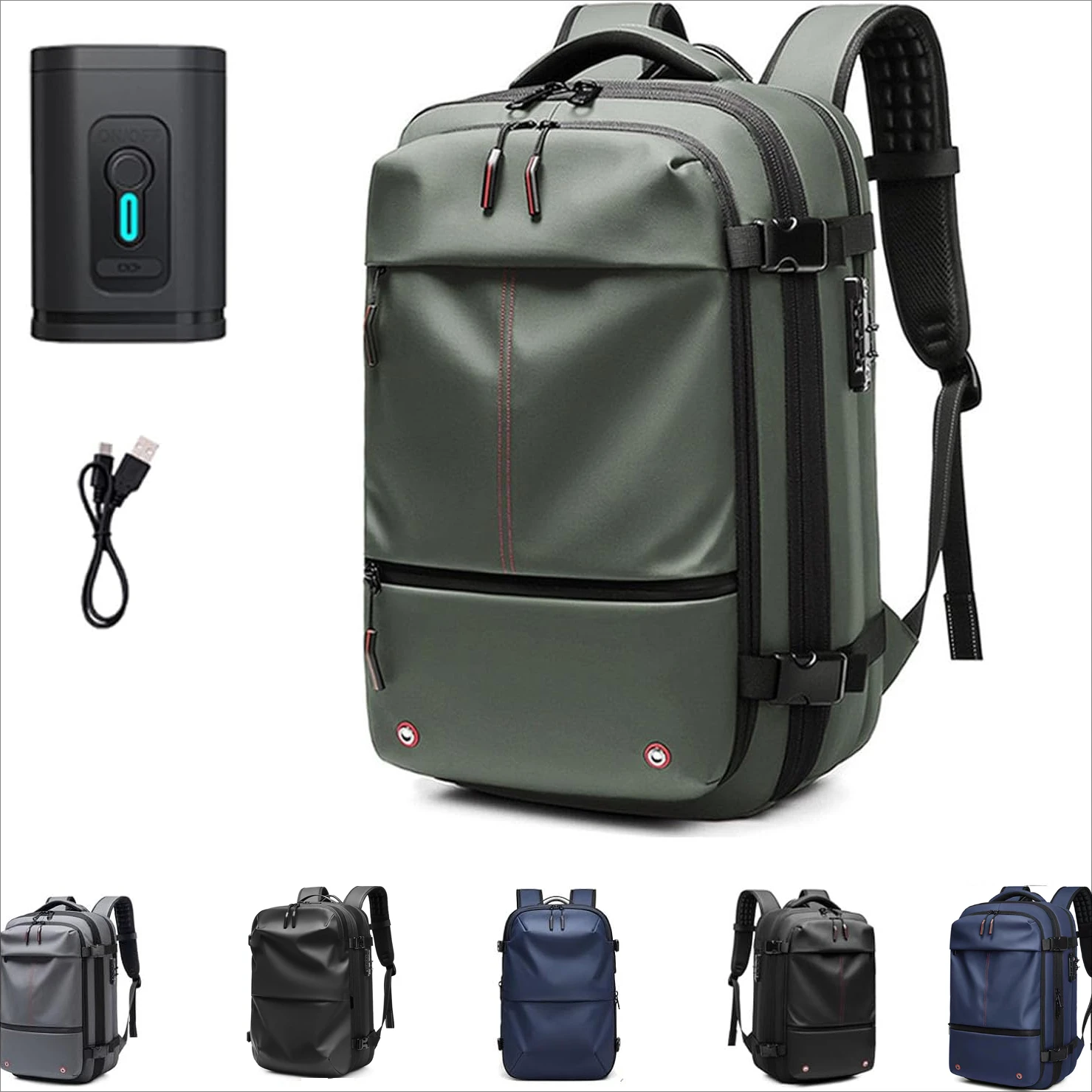 60L Airback Expandable Backpack with Air Pump Vacuum Compression Airbag Backpack Men Women Carry-on Business BackPack School Bag