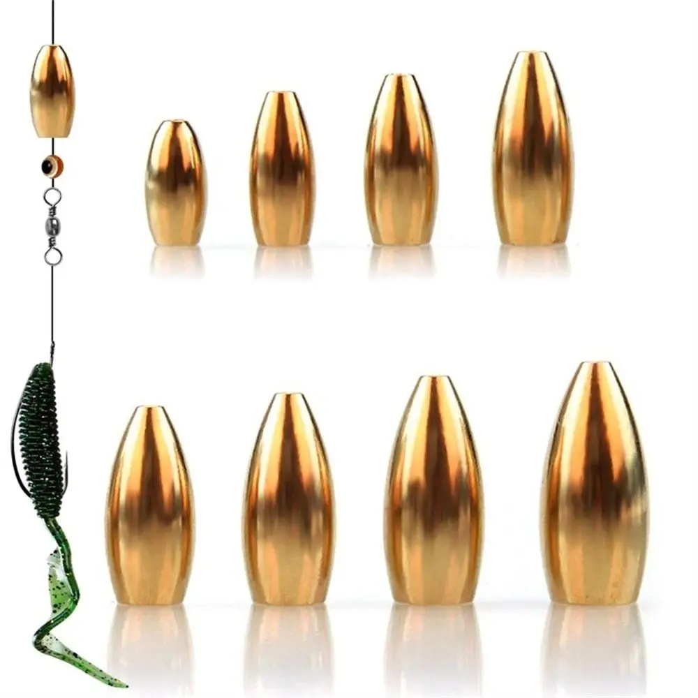 

Brass Weight Fishing Sinkers, Tackle Accessories, Pure Copper, Down Sinker Rigs, Lure Cone Hollow Connector, 5Pcs